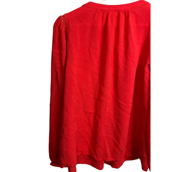 Gap Top Womens Small Shirt Blouse Long Sleeve Red Peasant Boho Casual Fall Work - Picture 8 of 16